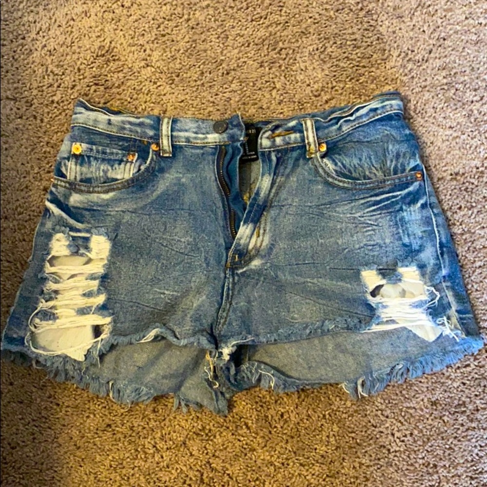 Ripped jean shorts